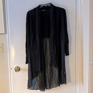 Flowy long part translucent cardigan
